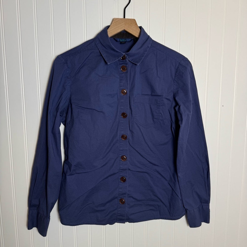 Boden Boy’s Navy Blue Button Down Cotton Dress Shirt Size 12
